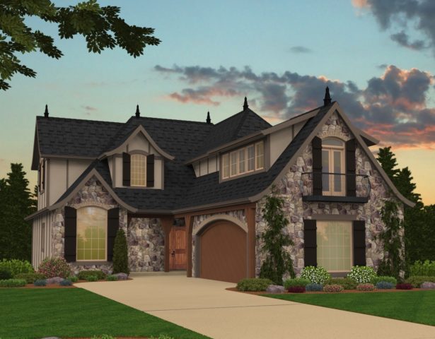 Mark Stewart Tudor House Plan M-2685-A-Merlot