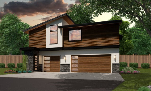 Three car Modern detached garage with apartment upstairs