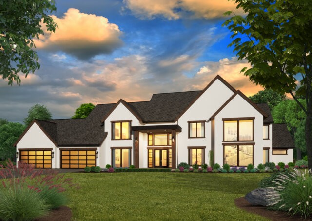 Anthony - Luxurious Modern European Estate House Plan - M-5725 Front